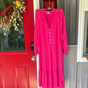J. Jill Vibrant Pink Long Sleeve Dress